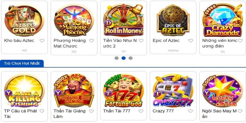 Kho trò chơi slot game đa dạng màu sắc thưởng lớn